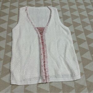 Tanya Taylor sleeveless white sweater tank pink middle detail